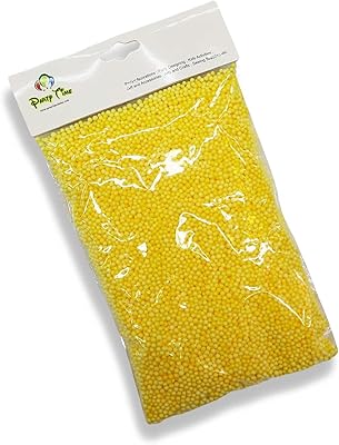 Party Time - 1 Package of thermacol pearls/Mini polystyrene balls for children, DIY of party decorations to make slime (yellow).. DIAYTAR NIGERIA combines affordability with convenience, delivering your purchases within 5-8 days.