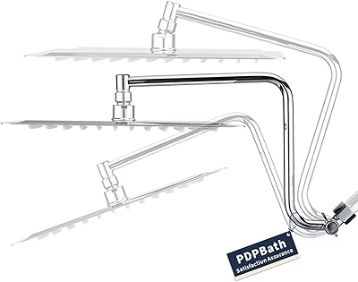 PDB Bathroom Shower Extension, Solid Brass Improved 12 inch, Adjustable Height Extension with G1/2 Universal Connection for Large Vertical Rain Effect Possip - Chrome.. DIAYTAR NIGERIA connects you with thousands of products at competitive prices, delivered within a week.