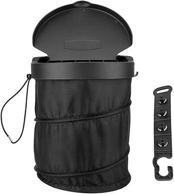 Universal foldable car trash can, tight car trash can with cover, car storage bin, travel storage tank with suspension hook, black.. DIAYTAR NIGERIA brings the marketplace home to you with affordable prices and delivery in 5-8 days.