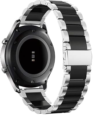 SAM-OF-BEST Metal and stainless steel spare bracelet for smart watch SAMSUNG Gear S3 Classic S3 Frontier (Silver + Black 02, 22 mm).. DIAYTAR NIGERIA stands as your affordable shopping ally with nationwide delivery in just 5-8 days.