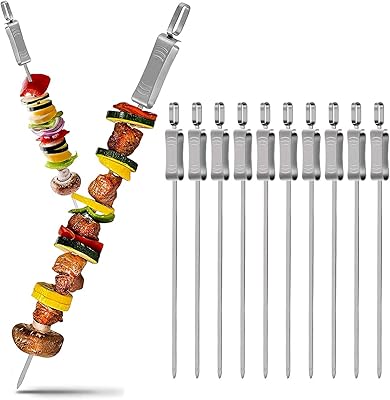 Package of 10 barbecue skewers 16 -inch long, long stainless steel shish bar for campsite - Large sword baguettes reusable.. DIAYTAR NIGERIA revolutionizes online retail with our vast selection and cost-effective delivery options.