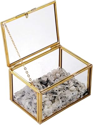 Decorative jewelry box Vintage Sanyak for women and men, lid box in golden glass with storage organizer of natural precious stones, small insect for the house, moonstone.. DIAYTAR NIGERIA: Where shopping is affordable, selection is vast, and delivery is always reliable.