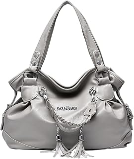 Ross Pu Ross handbag for female soft leather with large capacity pompoms, gray, one size.. DIAYTAR NIGERIA brings affordable shopping solutions to every corner of Nigeria in just 5-8 days.