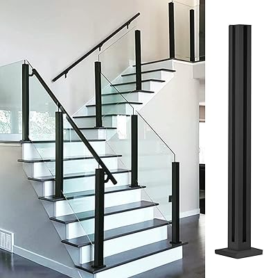 Glass railing post for interior corridor staircases, black stainless steel, 25, 35 and 40 inches high-level rackelise system with complete kit for exterior steps/villa balcony/staircase (95 cm/37.4 in).. Discover endless shopping possibilities at DIAYTAR NIGERIA, with budget-friendly prices and reliable delivery.