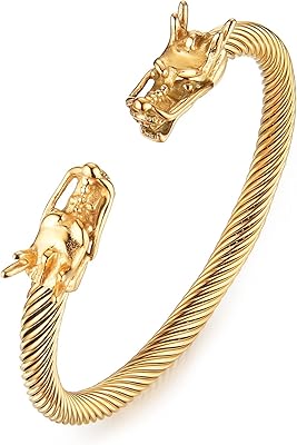 Goodrun Luxury Dragon Bracelet For Men, Adjustable Double Head, Polished Stainless Steel, Personalized Bracelet, Cool Jewelry, Gift for Men and Boys, Gold Cuff.. Discover endless possibilities with DIAYTAR NIGERIA's comprehensive catalog and reliable delivery service.
