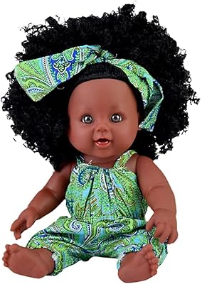 Siwitch 12 "Black African Baby Girl Doll with pretty African clothes, realistic silicone curly hair, Christmas green.. From household needs to gadgets, DIAYTAR Nigeria has it all.