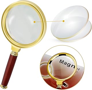 Hotact 10x reading magnifying glass with a diameter of 80 mm, metal structure and wooden handle, newspaper magnifying glass, insects, cards, crosswords, engravings and jewelry.. With DIAYTAR Nigeria, you can browse through thousands of items at the best prices. Place your order today and receive it in less than a week.