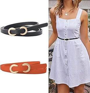 Leather belt for Women Azzoni 2 Pieces Fine leather belts adjustable with golden alloy buckle for dress and blouse (black, camel).. Shop confidently with DIAYTAR NIGERIA, offering affordable prices and reliable delivery within a week.