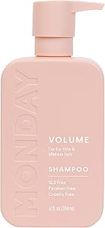 Monday hair care volume shampoo 12 oz for fine, fine and fatty hair, based on coconut oil, ginger and vitamin E extract, 100 % recyclable bottles (354 ml), pink (10428).. Unlock access to a wide range of products with DIAYTAR NIGERIA's affordable e-commerce platform.