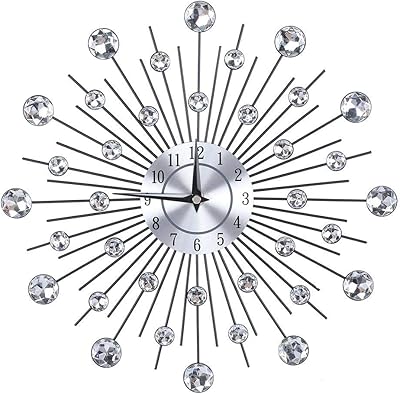 【Ramadan offer】 Wall clock with silver flowers, sparkling metal wall clock for the decoration of the time of reading, house, office, classroom, school, bar (round).. DIAYTAR NIGERIA: Your gateway to affordable products delivered reliably across Nigeria.