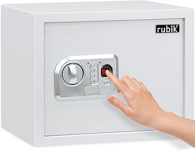 Large Rubik safe with biometric imprint, digital keyboard and key lock, A4 format format safety cabinet for house and office (RBFPN30, 30 x 38 x 30 cm) white.. DIAYTAR NIGERIA: Simplifying access to thousands of products with affordable nationwide shipping.