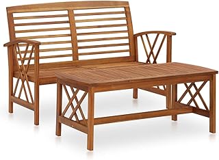 2 -room set in solid acacia wood vedaxl for garden, exterior, terrace, bench, coffee table and tea.. DIAYTAR NIGERIA brings the nation's largest product catalog to your doorstep at prices you'll appreciate.