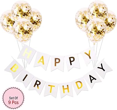 Brain Giggles Banners Happy Birthday With Balloons with White Spew Confetti for Festive Decorations.. Find everything you need at prices you'll love with DIAYTAR NIGERIA's comprehensive e-commerce platform.