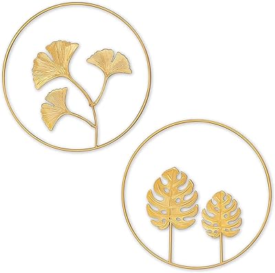 Round sheets Metal wall art in metal sculptures in Ginkgo natural gold metal iron.. Shop smart with DIAYTAR NIGERIA, offering a vast product range delivered to your doorstep within a week.