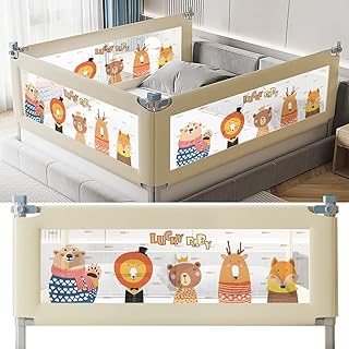 Cavsoir Bed bed barriers for toddlers - Pressure bed barriers with seamless height with several speeds for children, ideal for twin, double, full -size queen and king mattresses (2 m, beige animals).. DIAYTAR NIGERIA: Where thousands of products meet affordable prices and reliable 5-8 day delivery.