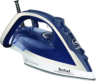 Tefal Ultraglide Plus steam iron, anti -lime system, 2800 watts, blue/silver color, plastic/Durilium airglide technology, 270 ml capacity, one year warranty, FV5820G0 model.. DIAYTAR NIGERIA transforms online retail with unbeatable prices and consistent delivery timeframes.