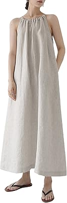 Long -sleeved linen dress for women with knotted back with belt and pockets.. Experience retail therapy without the financial stress at DIAYTAR NIGERIA's budget-friendly marketplace.