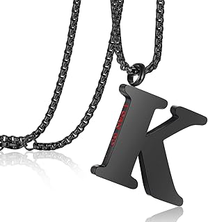 Ruhuan necklace with pendant initial letter from A to Z for girls, boys, women and men, 26 large alphabets, personalized chard necklace, 24 -inch black chains, I can do everything on my back.. DIAYTAR NIGERIA connects you with thousands of products at competitive prices, delivered within a week.