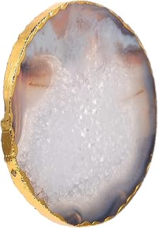 Glass glass in gray agate in Natural Geode Vozeria stone, glass below with golden edge for coffee table, cup for the house, the bar, the hanging hanging 8-10 cm.. Your digital shopping destination, DIAYTAR NIGERIA combines variety with affordability and quick delivery.