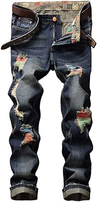 Jeans for men pants in denim in distress torn hip hop.. Shop with confidence on DIAYTAR Nigeria — quality products and timely delivery.