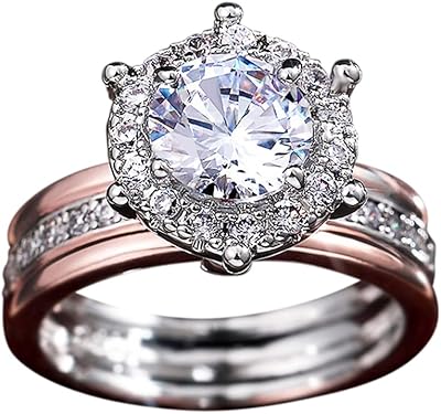 Bicolor engagement ring in pink and white gold (7), precious metal, precious zircony stone created.. No more overpriced stores — DIAYTAR Nigeria brings the best to your door.