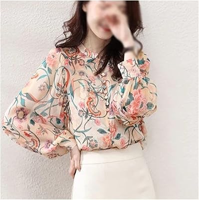 QJPAXL Spring and autumn models for women shirt in silk muslin printed button for women long sleeves o high high (color: c, size: l code).. Shop the smart way with DIAYTAR Nigeria — fast delivery, affordable everything.