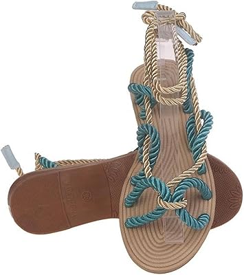 Knitted rope sandals for women, large size, flat heel, open end, size 43.. DIAYTAR NIGERIA: The marketplace that brings affordable products to every Nigerian home in under 8 days.