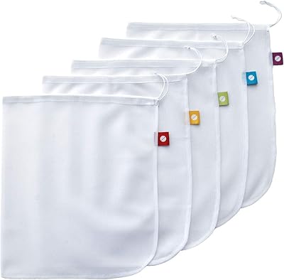 Bags of reusable products M&J, washable net bags for fruits and vegetables, solid and tears resistant, environmentally friendly fabric, set of 5 pieces.. DIAYTAR NIGERIA delivers what you want at prices you'll love, all within 5-8 days nationwide.