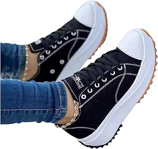 Eeuk women canvas sneakers thick lace -ups with canvas shoes women non -slip sneakers fashion for comfortable walking shoes.. Experience shopping satisfaction with DIAYTAR NIGERIA's vast selection and budget-friendly delivery options.