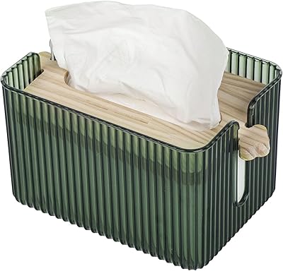 Plastic handkerchief box with wooden cover, small modern bathroom carrier for bathroom, rectangular handkerchief gearbox for the decoration of the house and the office - green.. Shop with confidence at DIAYTAR NIGERIA, enjoying competitive prices and delivery within 8 days.