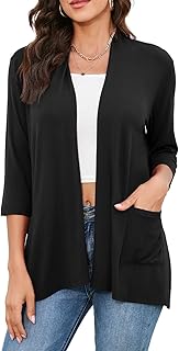 Light casual cardigan for women with 3-4 sleeve pockets open on the front.. DIAYTAR NIGERIA transforms online retail with unbeatable prices and consistent delivery timeframes.
