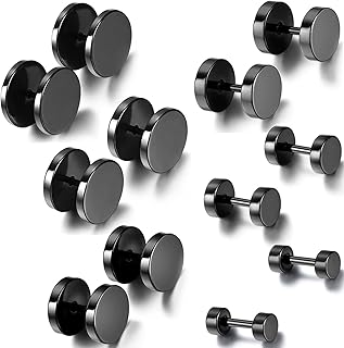 6 pairs of 4-14 mm black earrings for steel false men and women.. DIAYTAR NIGERIA: Where shopping meets satisfaction with affordable prices and prompt delivery services.