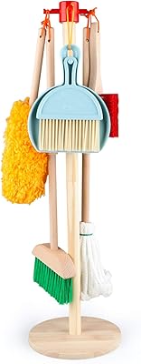 Gemilio Cleaning set for children, 7 pieces, Detachable wooden cleaning toys, broom, mop, plumeau, dust shovel, brush and support, kitchen utensils for early childhood games for toddlers.. DIAYTAR NIGERIA delivers satisfaction with every purchase through our affordable and reliable service.