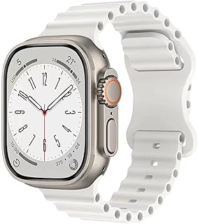 Wave design silicone sports bracelet compatible with Apple Watch 45 mm 42 mm 44 mm 49 mm for men and women, compatible with IWatch Ultra Series 8/7/6/5/4/3/2/1s Yes, White.. DIAYTAR NIGERIA: Bringing quality products to every Nigerian home at prices everyone can afford.