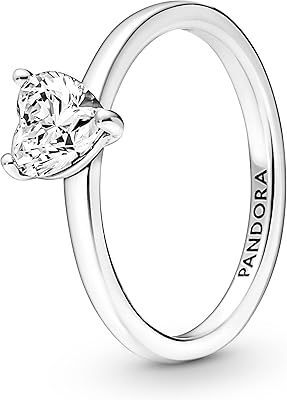 Pandora 191165c01 Sterling silver ring in the shape of a heart with transparent cubic zirconia.. Get top brands at bottom prices, only on DIAYTAR Nigeria.