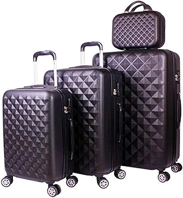 Murano fiber roller bags with small cosmetics bag (3 pieces, black), black.. DIAYTAR NIGERIA connects desire with fulfillment through our affordable e-commerce platform.