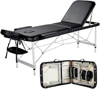Foldable portable massage table X-Max Strength with light aluminum frame, adjustable height with transport bag (black/gray).. DIAYTAR NIGERIA makes luxury accessible with our affordable prices and dependable delivery service.