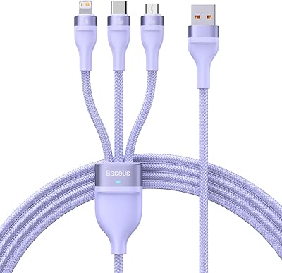 USB Type C Data Cable Baseus 100 W Series II one for three 4 feet, Violet.. Get the deals you love and the delivery speed you need at DIAYTAR Nigeria.