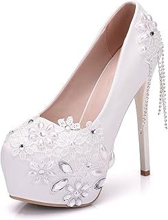 Wedding shoes for women, 14 cm high heels, classic festive sandals for ladies, elegant sandals in false pu with rhinestones for men feast of honor, white, 34eu.. Thousands of choices. Zero hassle. All thanks to DIAYTAR Nigeria.