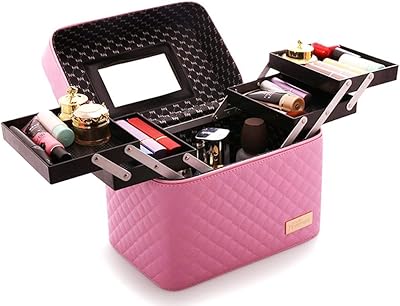 Multifunctional travel cosmetic kit B&A 4 -layer with mirror (pink), pink.. Discover a world of affordable shopping with DIAYTAR NIGERIA's vast marketplace delivered to you in days.