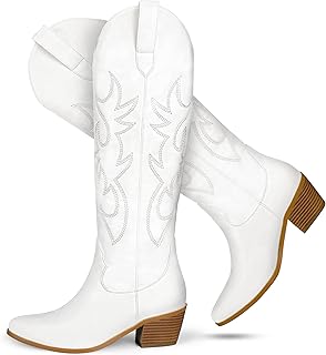 Stalov cowboy boots embroidered for women, cowgirl boots tall high to pointed and thick western heel.. Shop with intention at DIAYTAR NIGERIA, offering thousands of products delivered nationwide in days.