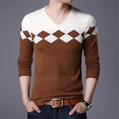 GTTGXS Quality Pull in fashion for men, fitted cut, V -collar, automatic, Korean wool, relaxed (color: C, size: code L).. More than a store — DIAYTAR Nigeria is your shopping partner.