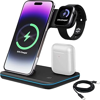 Nivonia wireless charger - 3 -in -1 charging station with USB data cable - Recharge station for iPhone 14/13/12/11 pro/xs, AirPods 3/2/1/Pro, IWatch Series and Samsung and Certified QI Cellings.. Shop from thousands of products at DIAYTAR NIGERIA and enjoy budget-friendly nationwide delivery.