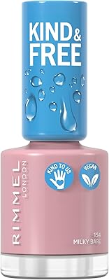 Rimmel Kind & Free nail lacquer, breathable, vegan finish layer without cruelty to animals, 8 ml, 25 oz, 154 Milky Bear.. DIAYTAR NIGERIA brings the marketplace to every Nigerian home with affordable prices and quick delivery.