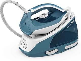 Tefal Express Easy steam iron, 1.7 liter capacity, locking system, blue and white color, express ceramic cursor, SV6131G0, guaranteed one year.. DIAYTAR Nigeria — the online store where variety meets value.