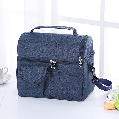 Large portable isolated lunch bag - reusable and freezable tote ice cream for school, work, picnic, beach or training - Lunch bag organizer adjustable for men, women and children (blue).. DIAYTAR Nigeria — the online store where variety meets value.