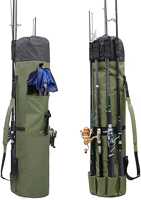 Durable canvas travel bag for fishing rod and reel - can contain 5 fishing rods and equipment.. DIAYTAR NIGERIA makes online shopping accessible to all with budget-friendly prices and reliable delivery.