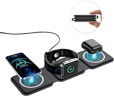 Multifunction Foldable Wireless Charger 3 in 1 15 W, travel charger for mobile phone, smart watch and airpods at the best price (black).. DIAYTAR NIGERIA: Where affordability meets reliability with thousands of products delivered promptly.