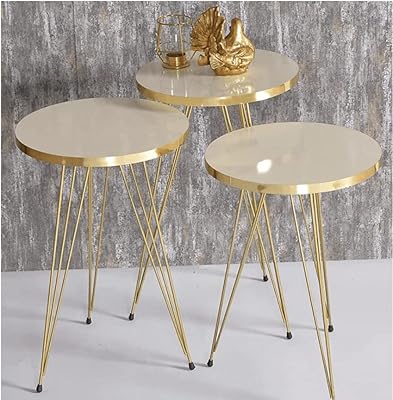 Set of 3 Gigognes Appoint Tables - Round Tables Round Black Marbal For Small Spaces, bedside table for living room, bedroom, living room, balcony, assembly of simple tools (white marbal).. Your shopping dreams realized through DIAYTAR NIGERIA's affordable platform with reliable delivery times.