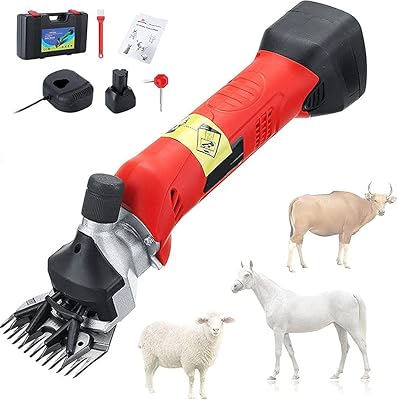 Robust wireless electric razor for sheep with integrated rechargeable lithium battery for shaving wool and fur, 480 watts, red and red.. From office supplies to fashion — DIAYTAR Nigeria brings it fast.
